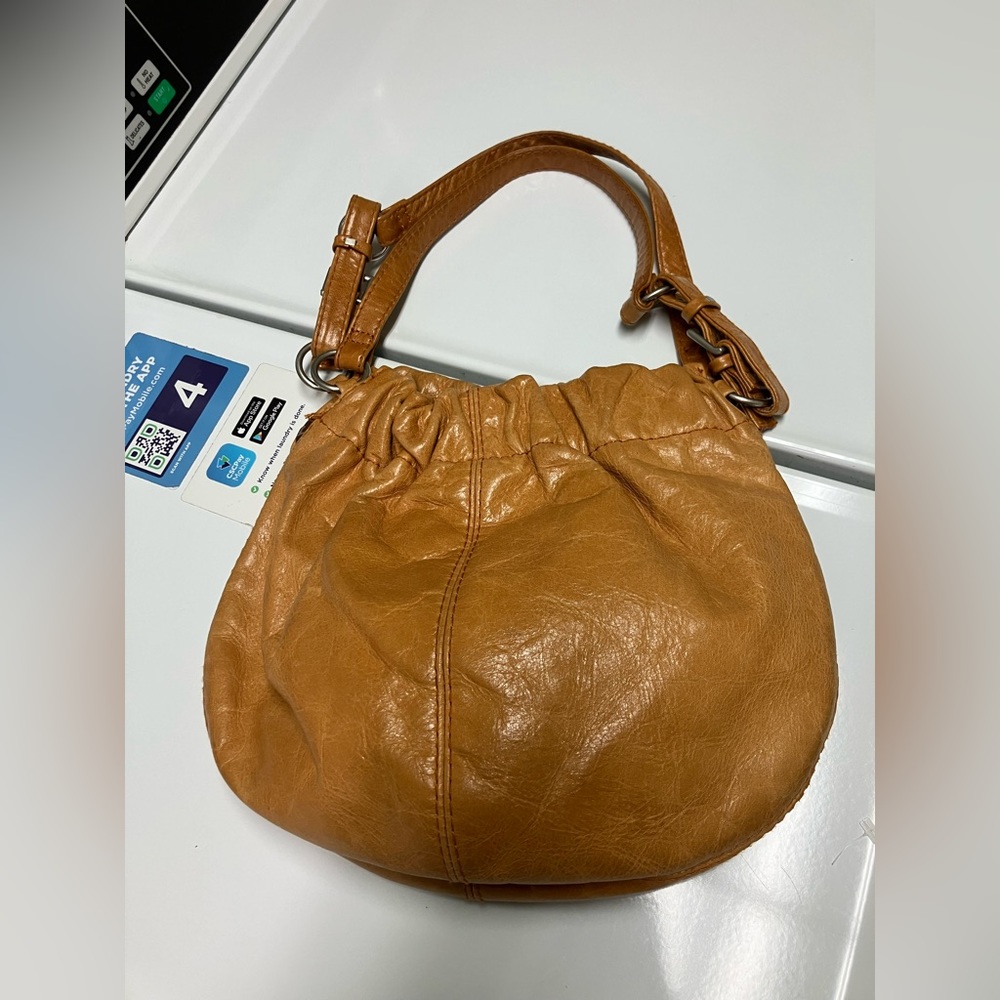 ASOS Leather Bag Purse Tan Ruched Bohemian Chic - Picture 15 of 17